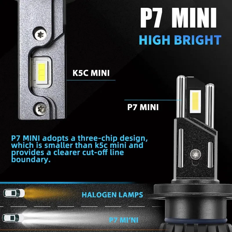 Mini H7 H4 H11 H1 Led Headlight Bulbs 6000K 4300K LED HB3 9005 HB4 9006 12V New - Image 2 of 4