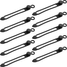 TENOC Silicone Cable Ties 10 Pcs Black Reusable Cable Holder Elastic Cord Str...