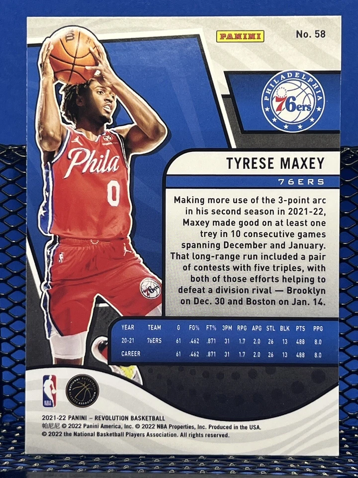 2021-22 Panini Revolution TYRESE MAXEY Philadelphia 76ers Base 58 - Image 2 of 2