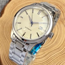 40mm Tandorio Beige Dial Bow Sapphire Glass NH35A Automatic Mens Watch Bracelet