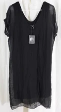 M Made in Italy Women's Simple Elegant Short Sleeve Shift Dress Black Size XL