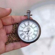 Nautical Antique Victoria London 1876 Brass Pocket Watch with chain Gift For All