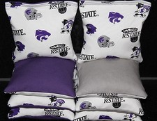 8 ALL Weather CORNHOLE BEANBAGS made w KANSAS STATE WILDCATS Fabric