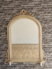 Spiegel Silber Spiegel Aufsatz  Holzrahmen Holzaufsatz Groß