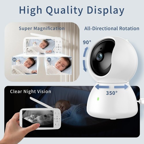 Monitor de Bebé con Cámara y Visión Nocturna, Pantalla HD 5" 720p, Batería 5000mAh - Imagen 4 de 7