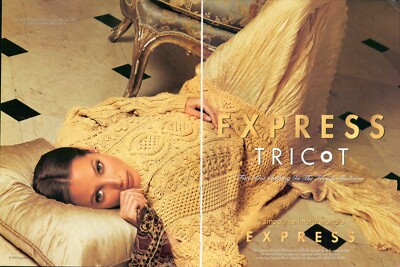 Express Tricot Magazin Print Anzeige Christy Turlington Fashion 2pg 1990s Vin...