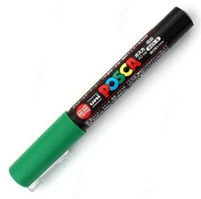 Uni Posca PC1M.6 Water-Based Paint Marker, Extra Fine Point, Green