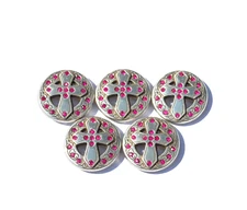 Lot 5 Enmon Pink Rhinestone Cross Concho Leather Western Tack Silver Belt