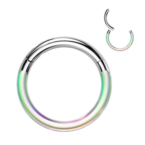 Titanium Ear Ring - Iridescent Hoop - Picture 3 of 6