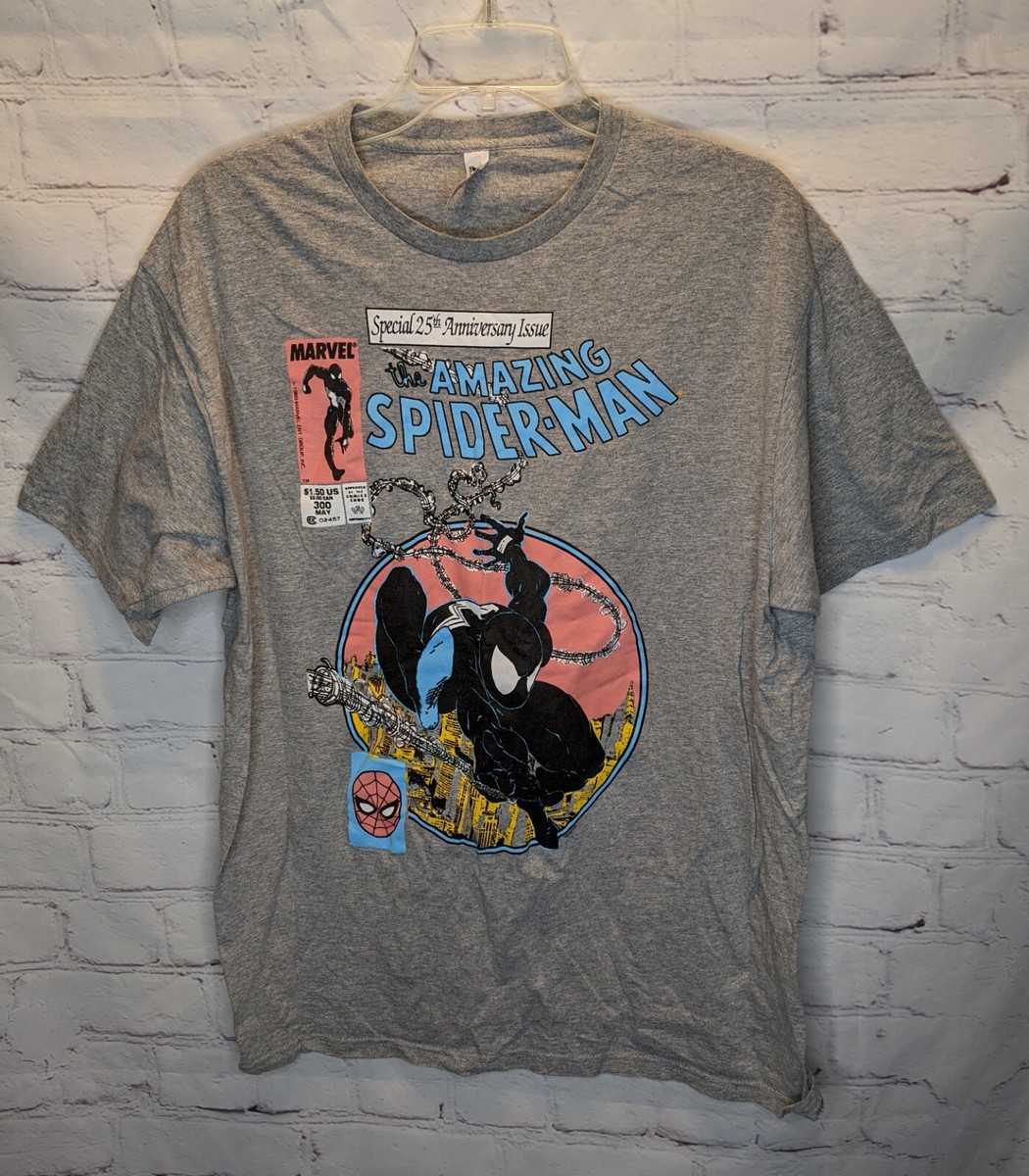Spider Man T Shirt Mens Gray Special 25th Anniversary Issue Marvel