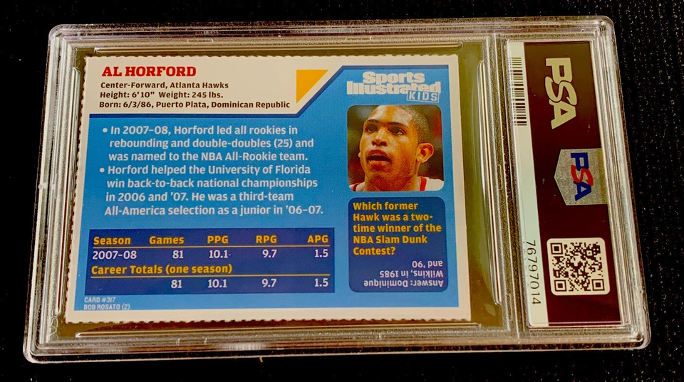 AL HORFORD ROOKIE 2007-08 Sports Illustrated Kids SI Atlanta Hawks Celtics PSA 5 - Image 2 of 2