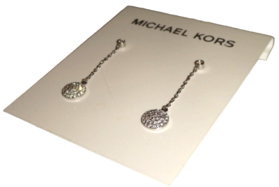 MICHAEL KORS Brilliance Statement Silver Drop Earrings Crystals