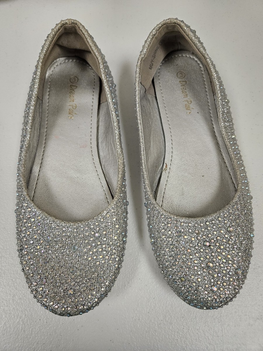 Dream Pairs Shoes Flats Girls Size Holiday Silver Rhinestone