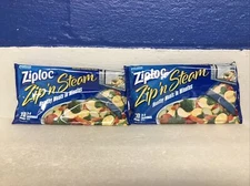 Ziploc Zip 'N Steam Medium Microwave Cooking Bags Lot Of 2 10 Count Packs New