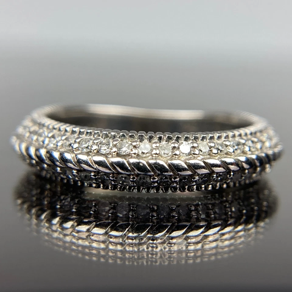 Judith Ripka 14k Diamond Band White Gold Ring Size 4.5 - Изображение 4 из 4