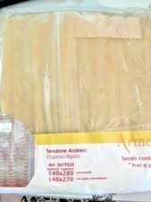 Tenda Tendone Andrea Organza Rigata con Passanti o Fettuccia 140x280 cm Beige