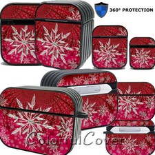 Snowflake Snow man Scene Santa Red Protective Cover for AirPods 1/2/3/Pro 2 Case