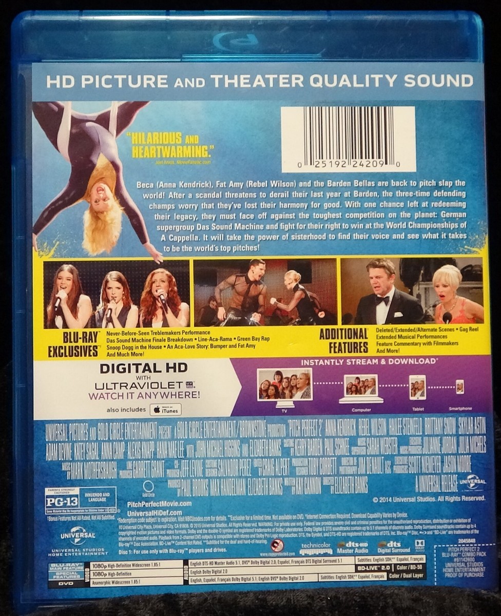 PITCH PERFECT 2 💿 Anna Kendrick DVD + BLU-RAY + Bonus Disc 3 Disc
