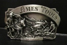 Ames Tools 1849 California Gold Rush Belt Buckle 1988 Sutter's Mill Mule Miners