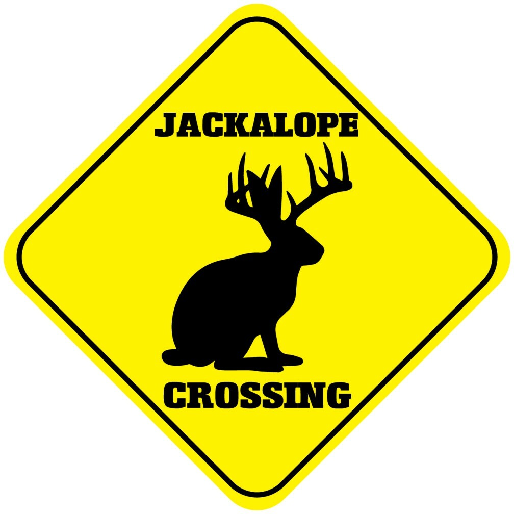 Yellow Aluminum Crossing Sign Jackalope Cross Xing Style B Diamond Street Signal