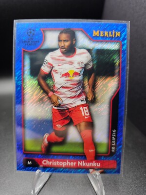 2021-22 Topps Merlin UCC Christopher Nkunku Blue Shimmer /75 #117