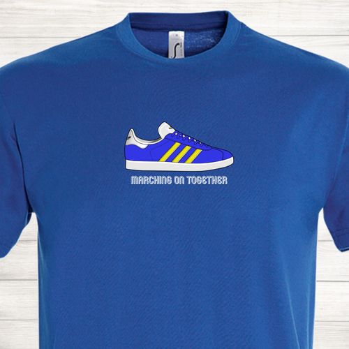 Leeds United Gazelle Football Marching on Together LUFC Top Trainer T Shirt - Picture 5 of 15