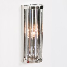 Art Deco Chrome Finish Fluted Column Glass Rods Wall Light 3 Sizes Available