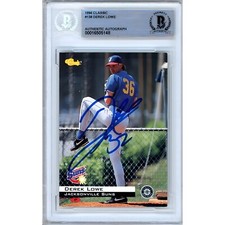 Derek Lowe Signed 1994 Classic #139 Beckett BAS Slabbed RC Mariners MLB Auto