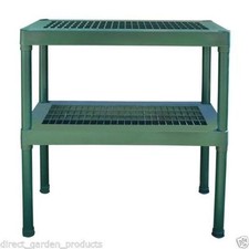 2 TIER HEAVY DUTY PLASTIC GREENHOUSE STAGING GREEN HOUSE POTTING TABLE BENCH NEW