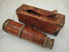 Nautical Vintage Handmade Brass Telescope Marine Leather Pirate Spyglass Gift
