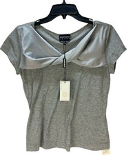 New Women's EMPORIO ARMANI JEANS Gray Bow T-Shirt Size 8