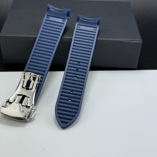 Omega Seamaster 41mm 300M Blue Silicone Curved End Strap Deployment Clasp 20mm - Picture 4 of 8