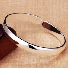 Silver Plated Resizable Cuff Bangle Bracelet Unisex Fashion Jewelry Women, Men