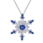 Snowflake Pendant Necklace Simulated Sapphire 14K White Gold Plated Sterling
