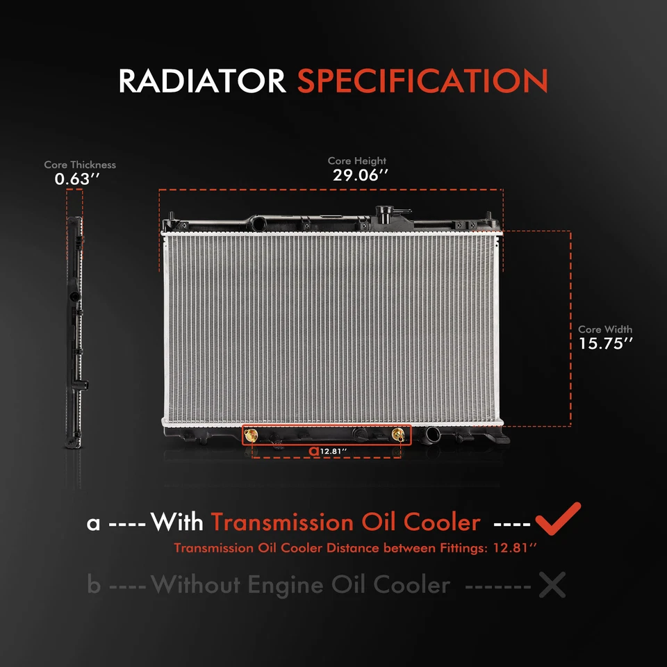 Radiator with Transmission Oil Cooler for Honda Element 2003-2006 CR-V L4 2.4L - Image 2 of 4