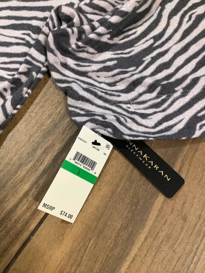 Vestido feminino Donna Karan tamanho grande fenda lateral manga 3/4 comprimento longo estampa zebra - Imagem 3 de 4