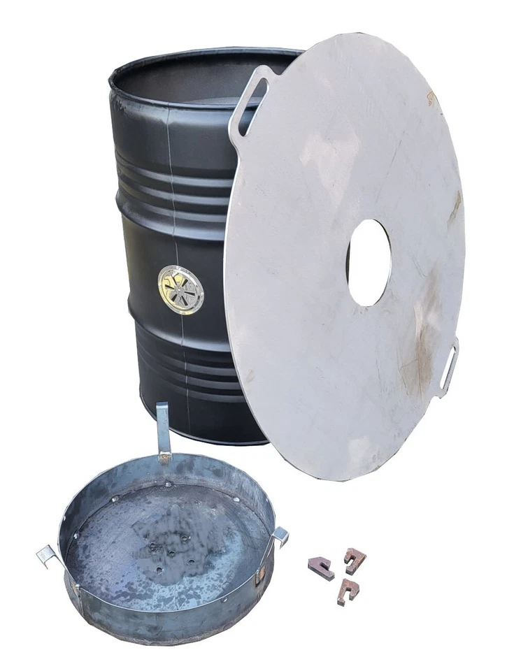 Komplettset Feuertonne Feuerplatte 100cm Grilltonne Plancha Feuerkorb Grill Set - Bild 2 von 3