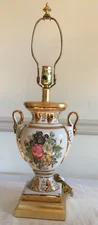 Fredrick Cooper 25" COLORFUL URN STYLE Pottery GLASS FLORAL LAMP Blue Pink Gold