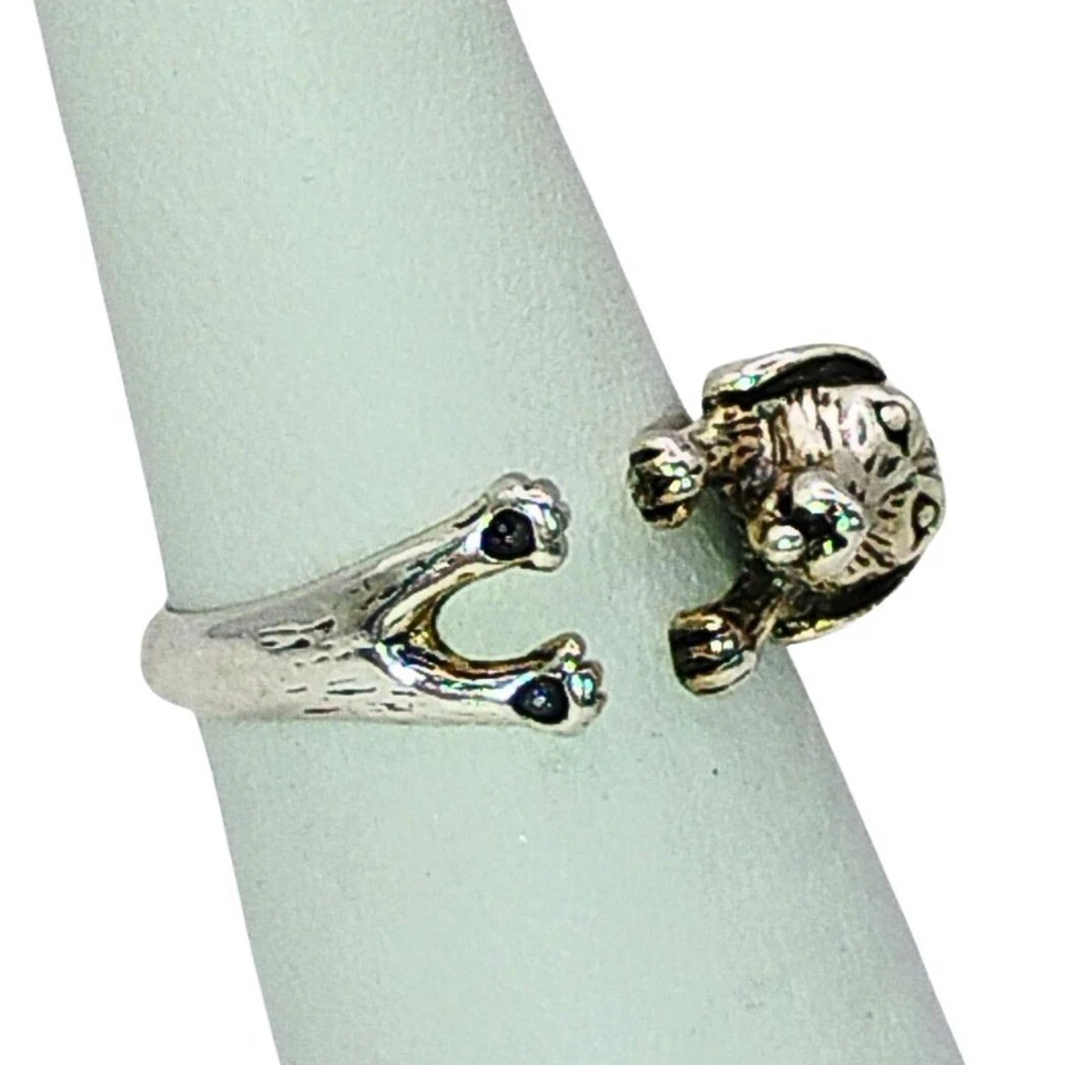 Anillo ajustable para perro Weenie de plata esterlina para mujer Dachshund amante Weiner cachorro Foto 2 de 4