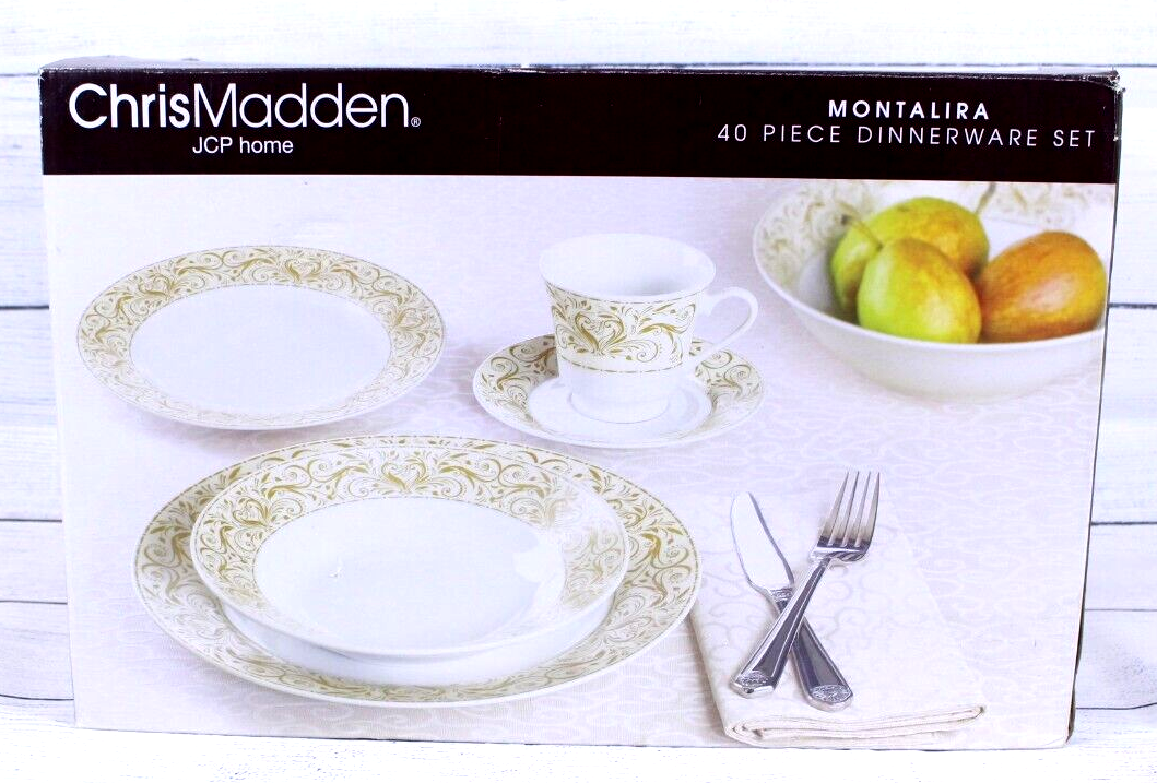 Dinnerware Set For Gold Swirl Chris Madden Montalira 40 Piece  Set