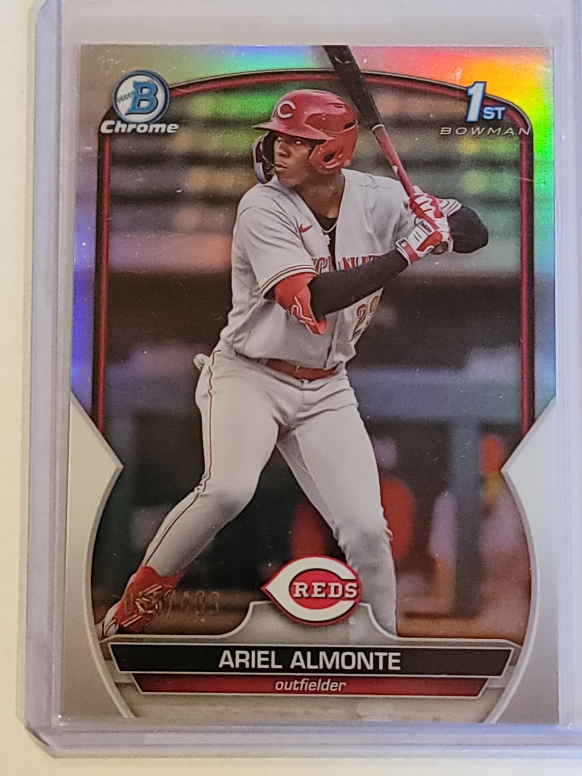 2023 1st Bowman Chrome Refractor Ariel Almonte RC SP #BCP-78 #’ed 55/499 Reds
