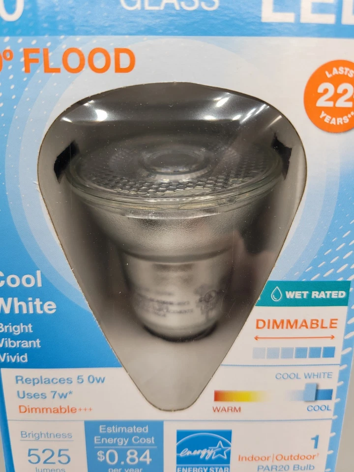 Sylvania LED7PAR20DIM840FL4022YGL3WRP Glass LED Bulb 7W 4000K Med Base 78346-0 - Image 3 of 3