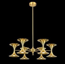 12-Light Brass Gold Chandelier, Modern Farmhouse Metal Kitchen Island Light