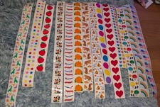 Vintage Mrs Grossmans Stickers Lot Off Roll Balloons Rainbows Hearts Stars 1