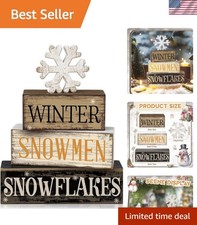 4-Piece Rustic Wooden Snowflake Christmas Table Decor for Elegant Winter Spaces