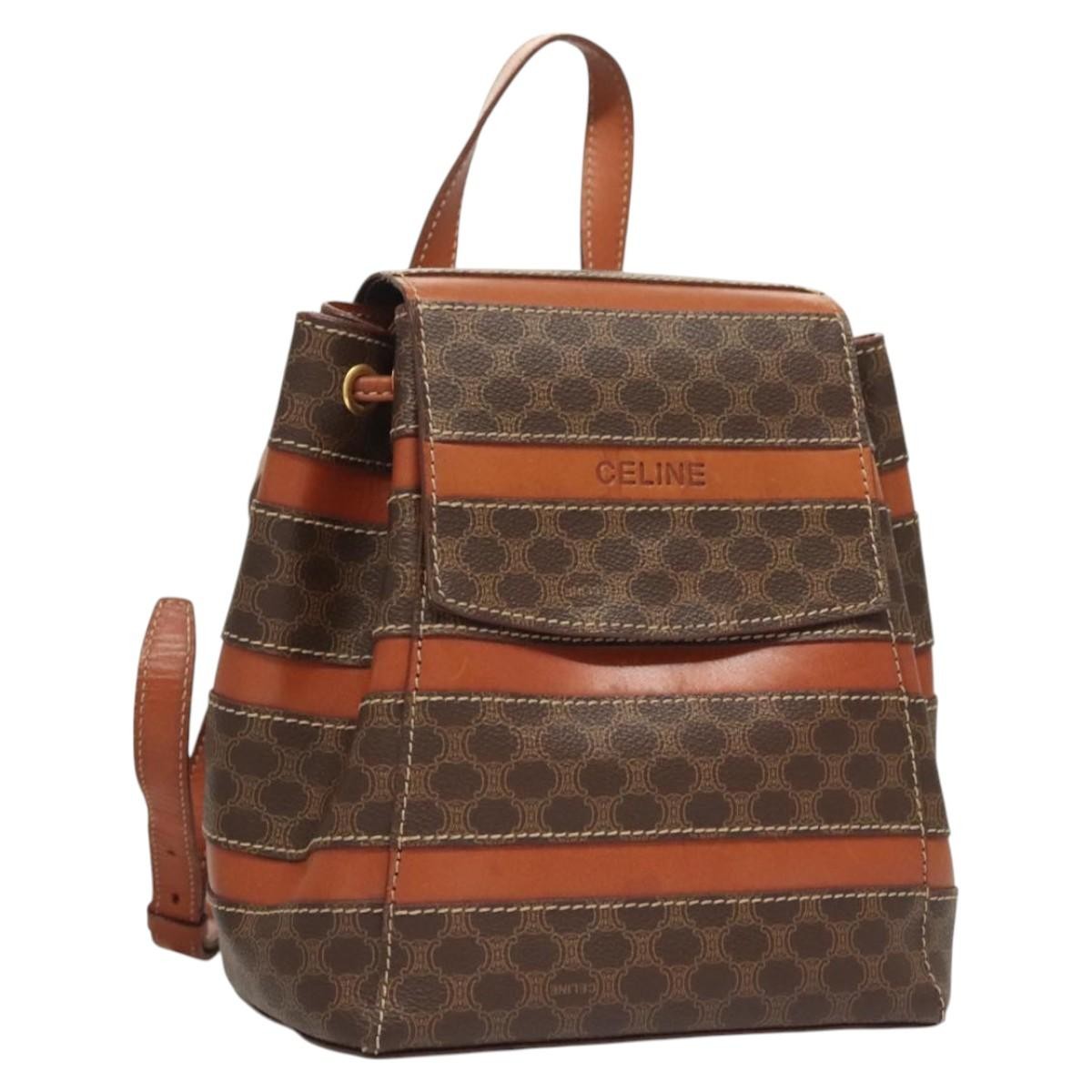 Celine Vintage Drawstring Flap Backpack Macadam C… - image 18