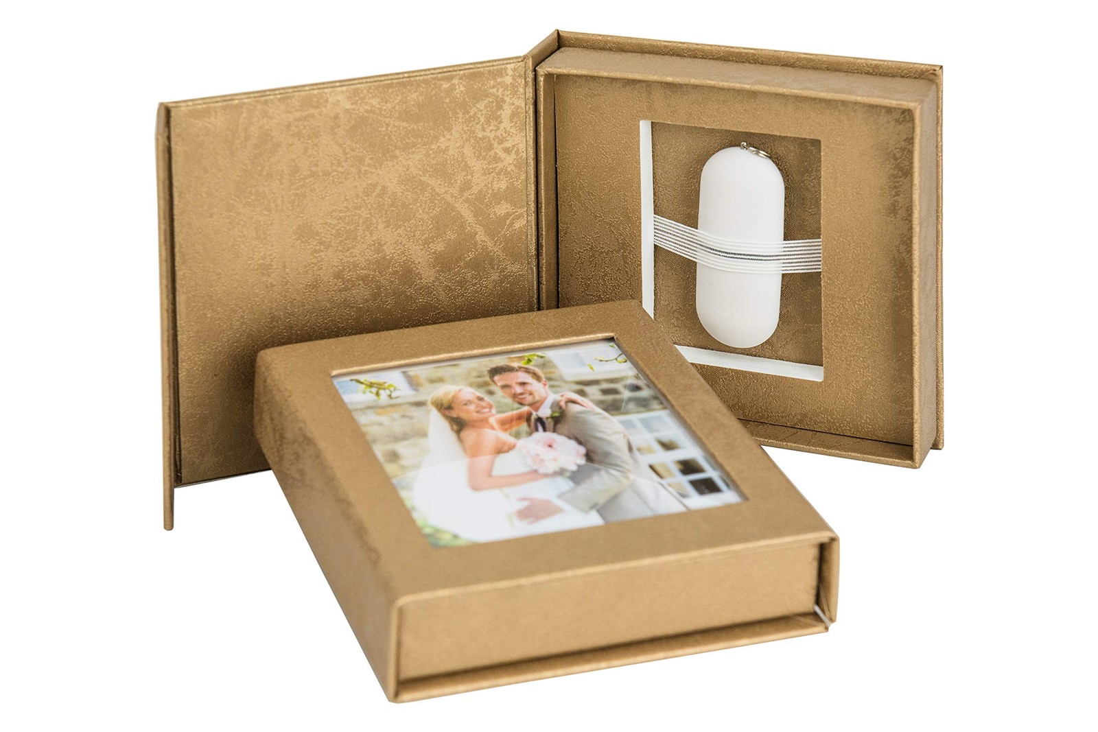 Boîte USB mariage avec fenêtre photo pour ranger vos souvenirs