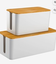 2 Pack Cable Management Box, Cord Organizer Box for Table