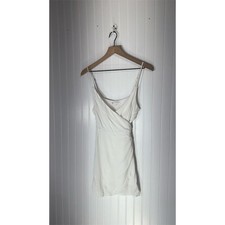 Olivaceous White Mini Dress M Wrap Front  Back Summer Slip Cottagecore Coastal