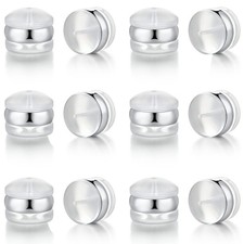 Silicone Earring Backs, 18K Gold Plated, Secure Locking for Heavy White - 6mm